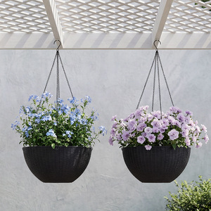 Pot de fleurs suspendu <span class=keywords><strong>en</strong></span> résine tressée, design respirant et durable, style balai vert, jardinière vintage pour bonsaï - Product Image 3