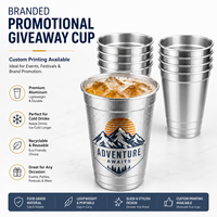 Commande minimum de 1000 pièces avec logo personnalisé – Gobelets jetables en aluminium de 18 oz avec logo, robustes, pour festivals, cadeaux, pré-remplis de glace