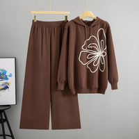 Ensemble deux pièces pour femmes, pantalon large à jambes larges en nylon/coton anti-froissement, style européen et américain de luxe, à capuche, pour l'automne et l'hiver