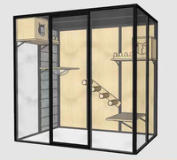 Villa pour chat personnalisée avec cadre en alliage d'aluminium et verre trempé Chambre de luxe pour chat Maison pour chat professionnelle