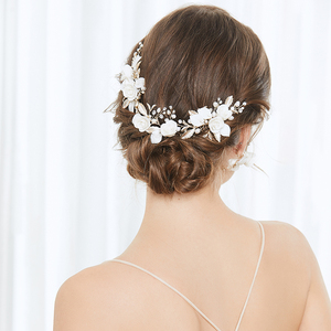 2023 céramique fleur épingle à <span class=keywords><strong>cheveux</strong></span> ensemble doux feuille d'or peignes latéraux coiffure de mariage de mariée <span class=keywords><strong>avec</strong></span> couronnes et couronnes et diadèmes accessoire - Product Image 5