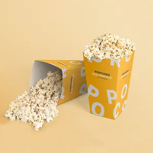 Kotak kertas Popcorn kartun lipat motif kustom Fashion makanan ringan makanan ringan ayam
