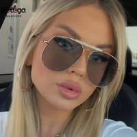 Lunettes de soleil surdimensionnées en métal Bettega pour hommes et femmes, élégantes, protection solaire, double pont