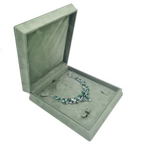 Boîte à bijoux mode Shero en cuir PU vert emballage personnalisé de luxe pour bijoux en velours boîte à bagues boîte cadeau pour bijoux avec logo - Product Image 1