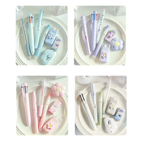 Lot de papeterie 7-en-1 pour enfants : ruban correcteur, stylo gel, trousse portable pour étudiants, idéal comme cadeau scolaire