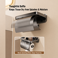 Support mural moderne en plastique pour papier toilette avec étagère de rangement, distributeur de papier hygiénique pour salle de bain