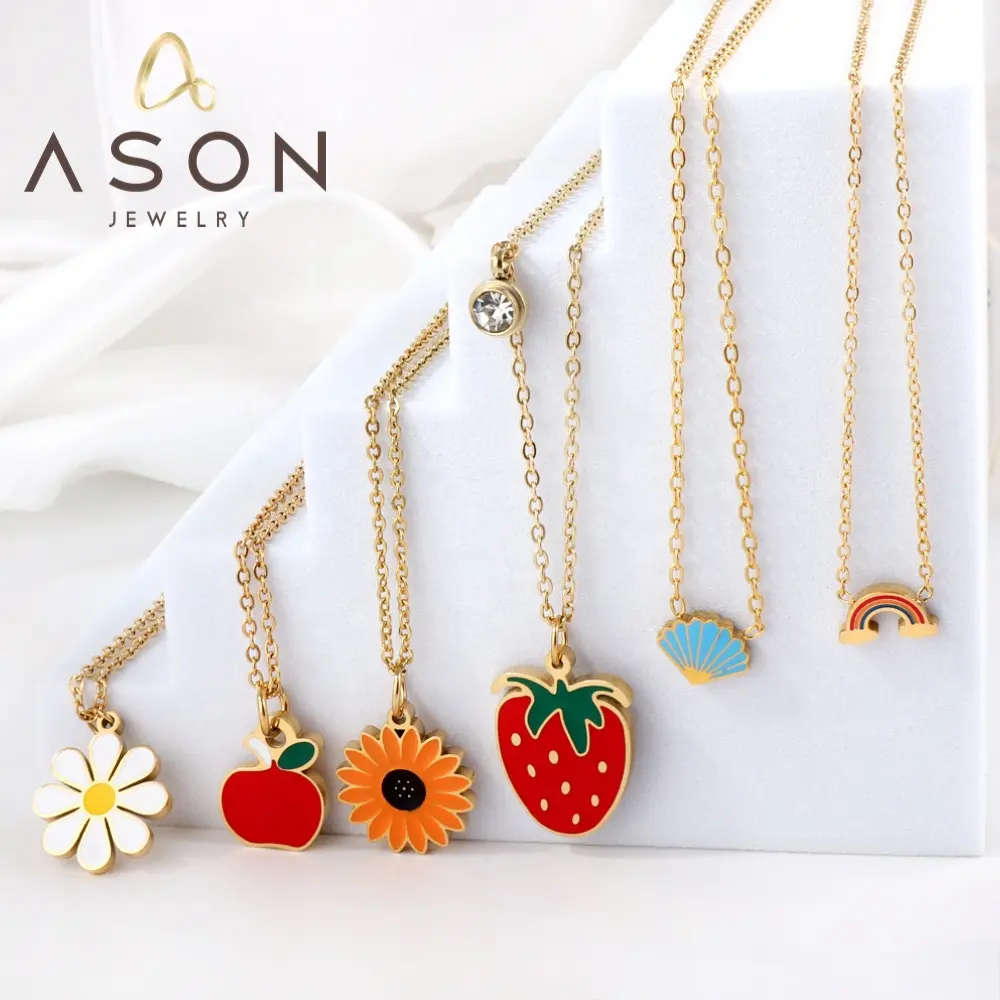 Ason Jóias Venda Quente Colar De Charme De Aço Inoxidável Estilo Simples Moda 18k Colar De Pingente Banhado A Ouro