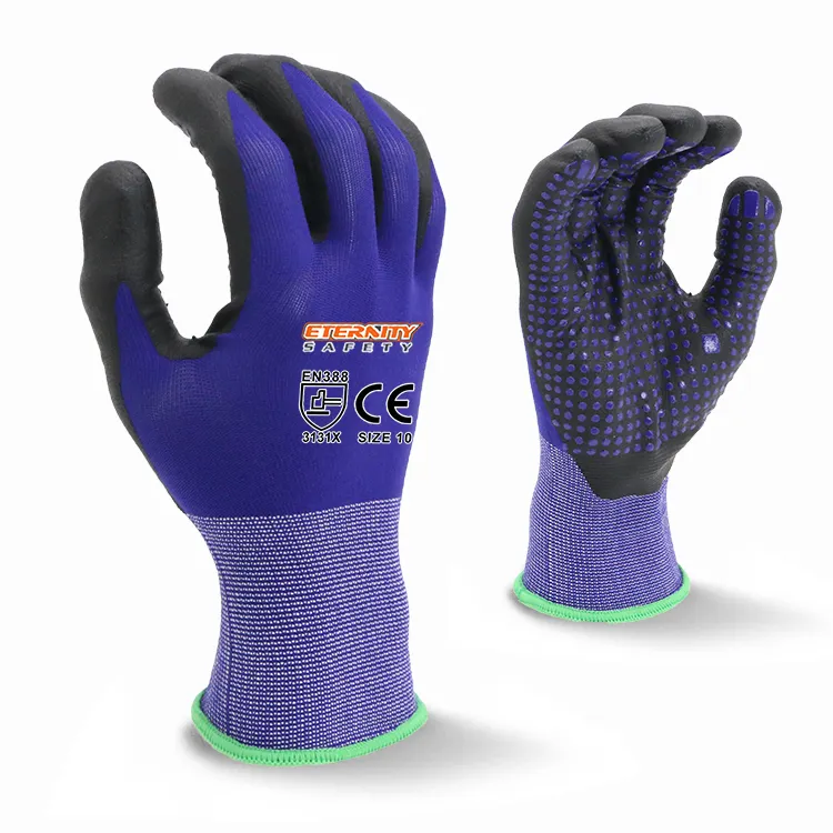 ENTE SAFETY Guantes de espuma de nitrilo flexibles y transpirables con guantes de bola de mano con cuentas de puntos de PVC