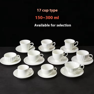 Ensemble de soucoupe tasse à café en céramique de Chine avec cuillère impression de logo personnalisé blanc pur pour le thé - Product Image 6