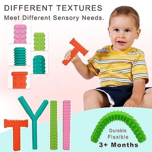 Tự kỷ đặc biệt nhu cầu bằng miệng động cơ nhai công cụ 4 gói Silicone <span class=keywords><strong>Chew</strong></span> Ống mọc răng gậy cảm giác nhai đồ chơi cho trẻ em tự kỷ - Product Image 4