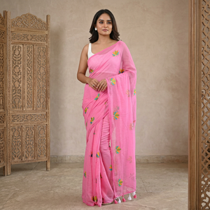 Sari de Algodón Khadi Bordado, Suave y Ligero, para Uso Diario - Product Image 3