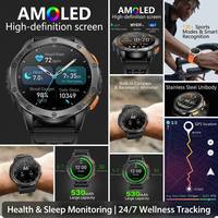 Montre connectée sportive robuste GPS K67 OEM d'usine avec écran AMOLED toujours actif et lampe torche pour hommes
