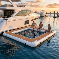 Plateforme flottante portable et pliable à fixation latérale pour yacht, avec filet interne pour la baignade en mer