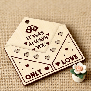Tarjeta de Felicitación Romántica con Sobre de Madera - Tarjeta de <span class=keywords><strong>Amor</strong></span> Grabada con la Frase "Siempre Fuiste Tú" para el Día de San Valentín, Aniversario, Regalo de Boda - Product Image 4
