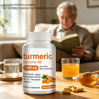 Capsules de Curcuma et Curcumine 95% Curcuminoïdes avec Extrait de Poivre Noir et de Gingembre Antioxydant Soutien Articulaire Complément Herbal
