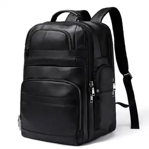 40L Echtes Ledern Laptop professioneller Rucksack für Herren 15,6 Zoll Computer mit USB-Aufladung multifunktional