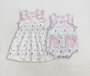 Robe sans manches pour bébés filles, style sirène, longueur genou, combinaison, ensembles d'été pour sœurs, plage - Product Image 4