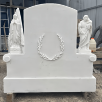 Monument funéraire moderne européen personnalisé de haute qualité, ange, cimetière, marbre blanc naturel, sculpture artisanale, pierre tombale, garantie de 5 ans