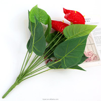 Plantes artificielles en tissu Anthurium, artisanat fait main pour hôtels, maisons, Thanksgiving, Noël, Nouvel An, accessoires de photographie, verdure à tige