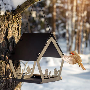 JH-Mech Artistique Nichoir Suspendu Décor de Jardin Durable Résistant aux Intempéries Sauvage Amical Grande Capacité Mangeoire à Oiseaux Suspendue - Product Image 4