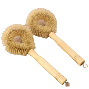 Natural Wooden Dish Scrubber Long Wooden Handle Pan Brush Washing Cleaning Household Kitchen Tools eco Friendly