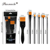 Panwenbo pinceaux de peinture à l'huile acrylique aquarelle 6 pièces pinceaux acryliques à l'huile ensemble de pinceaux de peinture pour cheveux en nylon