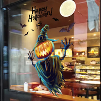 Autocollants statiques réutilisables pour fenêtres d'Halloween, adorables autocollants de citrouille, de fantôme et de chauve-souris pour la décoration de la maison, des magasins et des vitres, décorations de fête d'Halloween