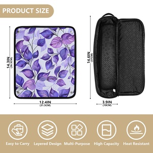 Ensemble de voyage personnalisé en nylon imprimé motif feuilles hawaïennes violettes avec fer à friser et sac de transport - Product Image 4