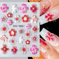 Autocollants 5D en relief pour ongles, motifs fleurs d'orchidée, pétales floraux, adhésifs en gel, décorations pour ongles, accessoires de manucure DIY