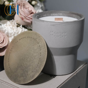 C & H Luxury Home Decoration vaso portacandele in cemento personalizzato da lunedì con coperchio in metallo - Product Image 6