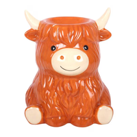 Brûleur à huile en céramique en forme de vache des Highlands |   Diffuseur de cire parfumée style ferme pour la maison