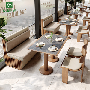Canapé et table à manger en bois massif de luxe sur mesure pour restaurants et cafés, design de banquette moderne pour hôtels et cafés - Product Image 3