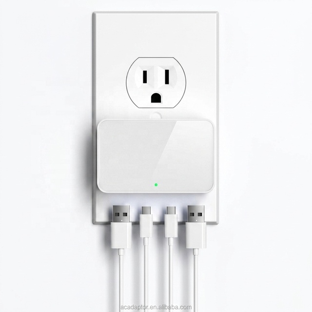 65W Slim GaN USB C Fireproof Wall Charger 4-Port (2C2A) Ultra-Thin Flat Fast Charger for MacBook for Laptop Earphone