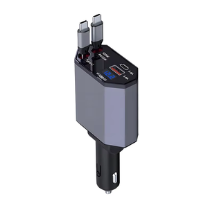 Cargador de Coche <span class=keywords><strong>C1</strong></span> con Carga Rápida, Estación de Carga para Teléfono 4 en 1, Pantalla LED Digital, 2 Cables Retráctiles, Tipo C PD, Adaptador Rápido de 65W - Product Image 1