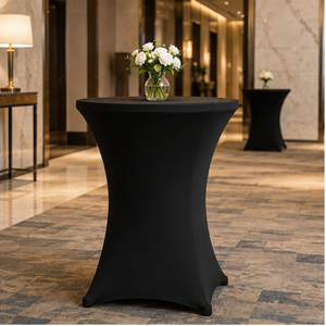 Anti Scratch Navy 6ft Spandex Waterproof Eco-Friendly Customizable Cocktail Stretch Fitted <b>Table</b> Cover <b>for</b> Trade Show - Product Image 1