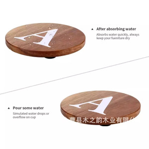 Posavasos redondo de madera con la letra B, tapete aislante del calor para tazas de té y café, uso doméstico - Product Image 3