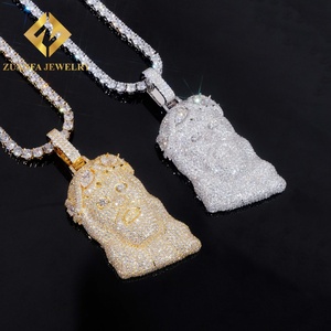 Collar con Colgante de Jesús de Moda, Joyería Hip Hop, Chapado en Oro GRA, Plata de Ley 925, Diamante Moissanita VVS - Product Image 1