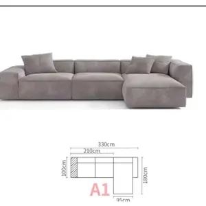 Vải nhung Canape Salon sofa hiện đại L hình dạng phòng chờ góc sofa ghế sofa mô-đun sofa cắt