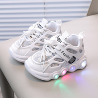 Chaussures de Sport Enfants 2024 Baskets Mode Respirantes à Lacets LED Décontractées pour Garçons et Filles
