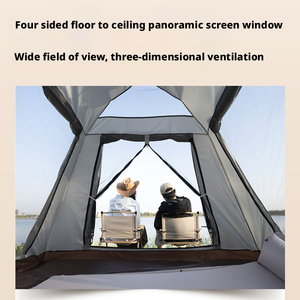 เต็นท์แคมป์ปิ้งกลางแจ้ง เต็นท์เดินป่าแบบพับได้ กันลม กันน้ำ เต็นท์โดมป๊อปอัพ หนึ่งห้องนอน สองชั้น ผ้าโพลีเอสเตอร์ 170T สำหรับ <span class=keywords><strong>3</strong></span>-4 คน - Product Image 4