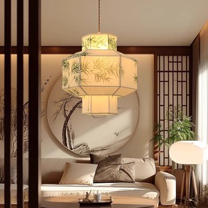 Lanterne à motif de bambou de style Zen chinois, lampe suspendue LED E27 pour salle de thé, restaurant, salle privée, salon, bureau - Product Image 4