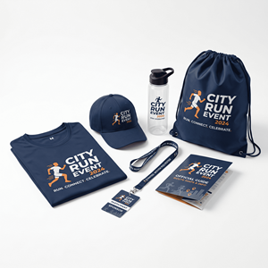 Set Promocional Personalizado para Patrocinadores con Gorra, Camiseta, Botella, Cordón, Folleto y Bolsa para Eventos Deportivos Urbanos - Product Image 1
