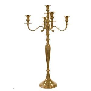 BUENO PORTAVELAS DE LATÓN MACIZO DE cinco BRAZOS PARA BODAS Y DECORACIÓN DEL HOGAR Fabricación de la India - Product Image 5