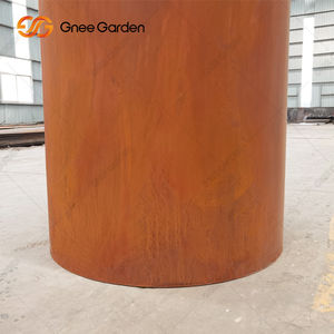 Vente chaude 2026 Grand bac à fleurs rond en acier Corten - Pot de fleurs d'extérieur en acier patinable avec trous de drainage - Product Image 3