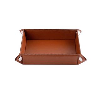PU Leather Foldable Storage Box Tray <b>Square</b> <b>Key</b> Wallet Coin Organizer Desktop & Drawer Accessory Set for Home & Office Use - Product Image 1