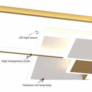 Lustre de plafond minimaliste noir encastré led carré acrylique noir or plafonniers pour chambre - Product Image 3