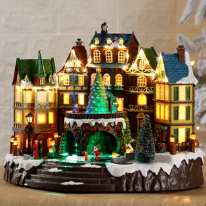 Station de train du Pôle <span class=keywords><strong>Nord</strong></span> animée avec éclairage LED, en résine, avec musique, pour la décoration saisonnière et les cadeaux - Product Image 6