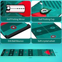 Tapis de putting de golf en EVA 3x6 pieds pour entraînement intérieur/extérieur avec coupes de putting et miroir pour la pratique à la maison, au bureau ou dans le jardin