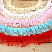Ruban en tulle maillé de 4,5 cm, dentelle française, garniture plissée double couche, style doux, accessoire de bricolage, bordure de jupe de poupée, vente en gros