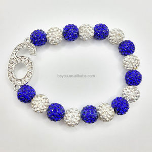 Zeta Phi Beta ZOB Königsblau Strass Perlen Linie Nummer 1 2 3 4 5 6 7 8 9 Sorority Armband Bling Glitter ZPB Armbänder - Product Image 6